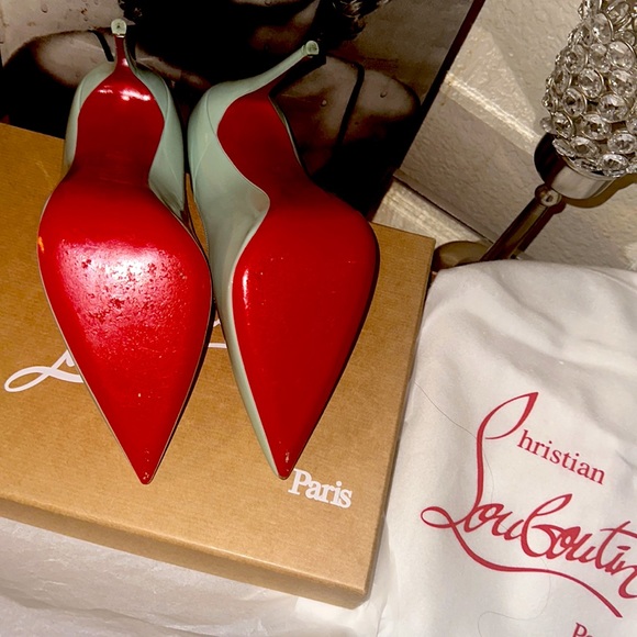 *Christian Louboutin Kate 100 Tiffany Blue one wore them once . To small - Picture 6 of 6